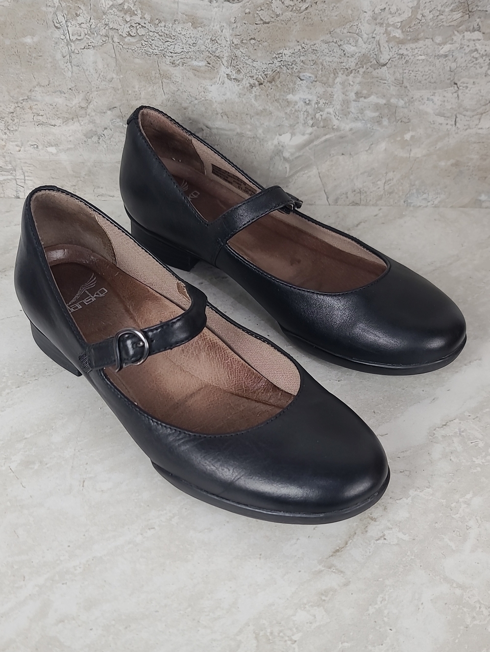 Dansko Black Leather Mary Jane Comfortable Everyday Dress Shoes Heeled Loafer 37